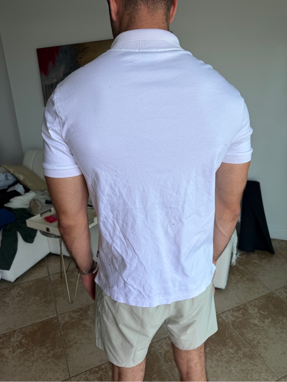 Hugo Boss Men's White Short-Sleeve Zip Polo Shirt - Picture 4 of 6